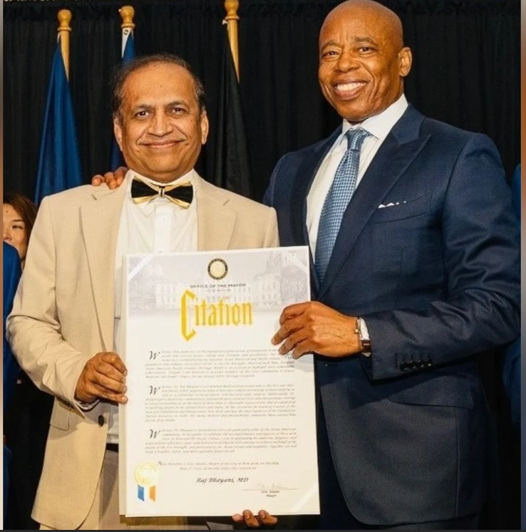 Awards and citations recognizing Dr. Raj Bhayani, MD for medical achievement, leadership and community service