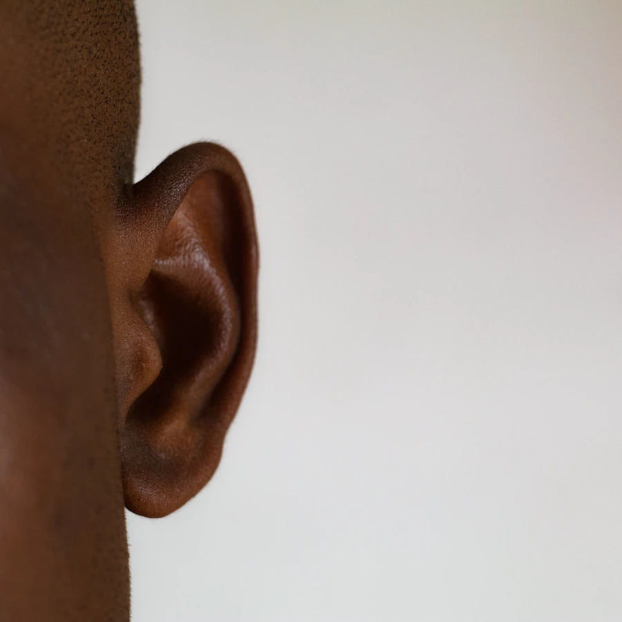 Close-up of a patient's ear, the focus of ENT specialist care
